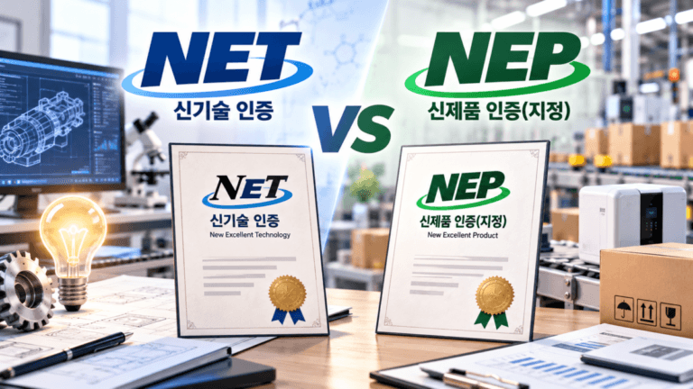 책상위에 NET NEP 차이를 나타내는 증서가 나란히 놓여있다.
